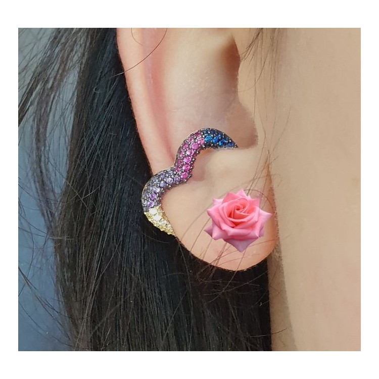 RMB|Heart tragus in 925 silver, yellow gold plated, without hole, zircons
