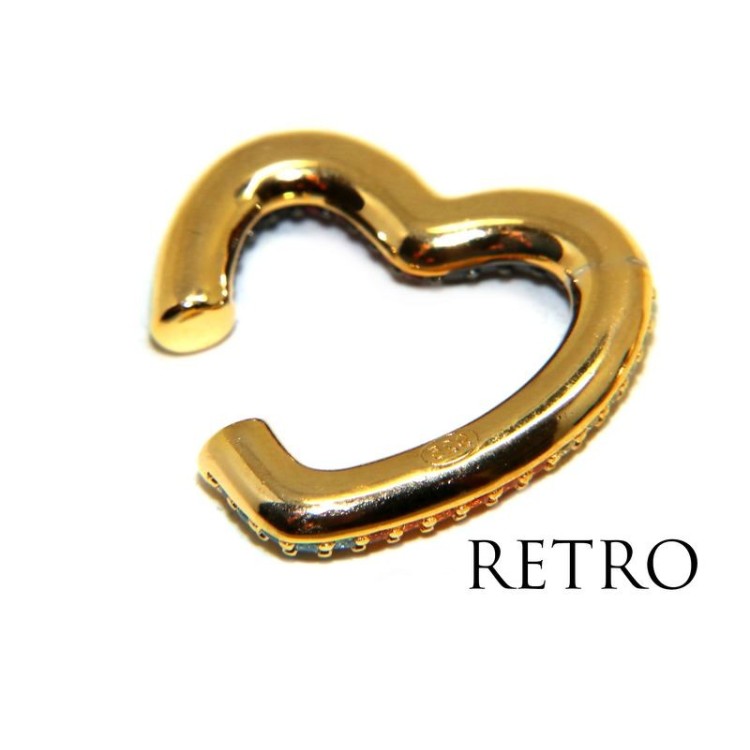 RMB|Heart tragus in 925 silver, yellow gold plated, without hole, zircons