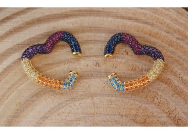 RMB|Heart tragus in 925 silver, yellow gold plated, without hole, zircons