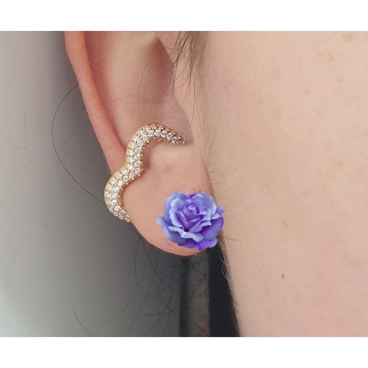 RMB|Heart tragus in 925 silver, yellow gold plated, without hole, zircons