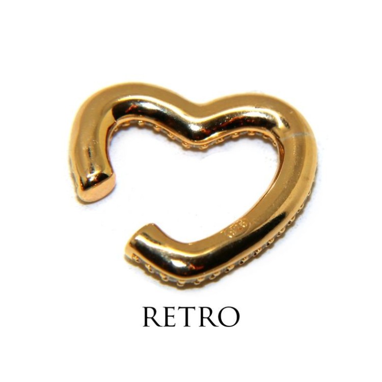 RMB|Heart tragus in 925 silver, yellow gold plated, without hole, zircons