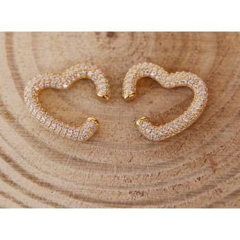RMB|Heart tragus in 925 silver, yellow gold plated, without hole, zircons