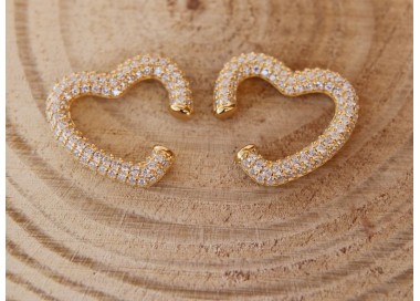 RMB|Heart tragus in 925 silver, yellow gold plated, without hole, zircons