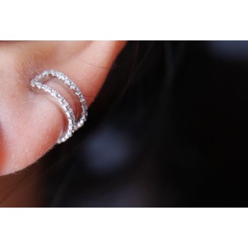 RMB|Tragus 2 rows in 925 silver rose gold rhodium plating without hole zircons
