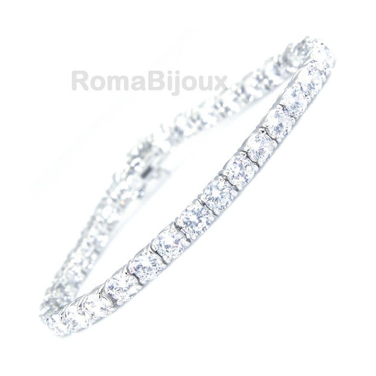 RMB|Argento 925 : Bracciale Tennis Con Zirconi bianchi da 5 mm a griffe 18 cm