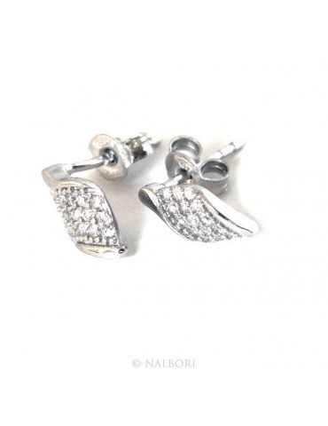 Argento 925 : orecchini uomo/donna punto luce ali ala angelo piccoli zircone bianco