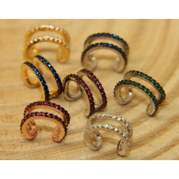 RMB|Tragus 2 rows in 925 silver rose gold rhodium plating without hole zircons