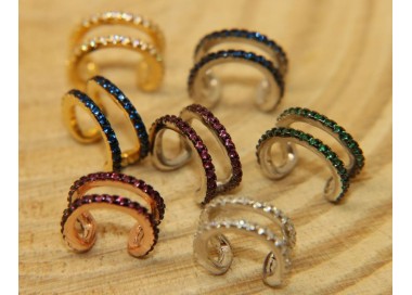 RMB|Trago 2 file argento 925 bagno oro giallo rosa rodio senza foro zirconi