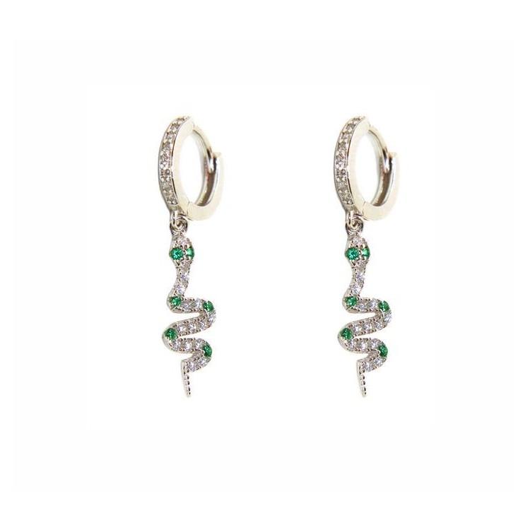 RMB|NALBORI orecchini argento 925 ciondoli serpenti con zirconi