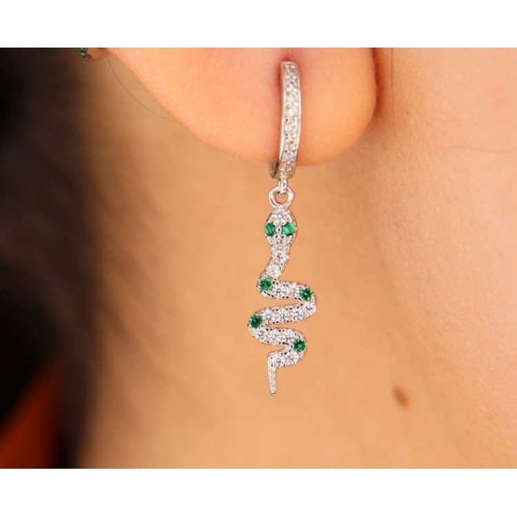 RMB|NALBORI orecchini argento 925 ciondoli serpenti con zirconi