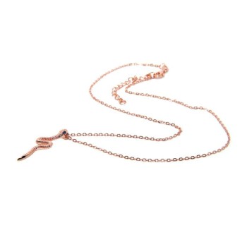 RMB|NALBORI collana serpente argento 925 bagno oro rosa zirconi zaffiro