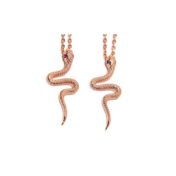 RMB|NALBORI collana serpente argento 925 bagno oro rosa rubino o zaffiro