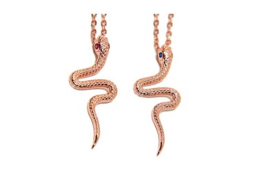 RMB|NALBORI collana serpente argento 925 bagno oro rosa rubino o zaffiro