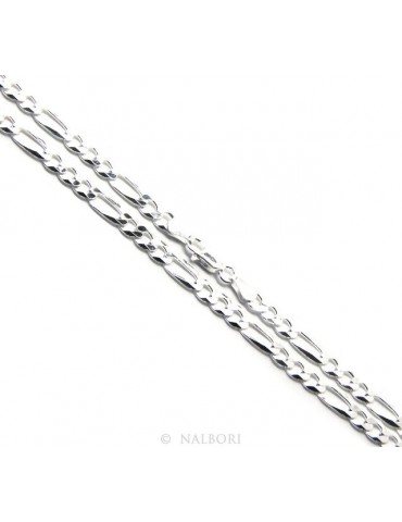 Collana o Bracciale argento 925 catena da 4,5 mm figaro massiccia  chiara uomo