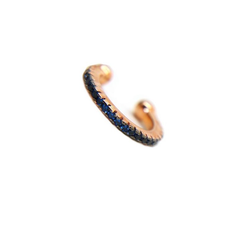 RMB|yellow rose gold plated 925 silver tragus with white colored zircons