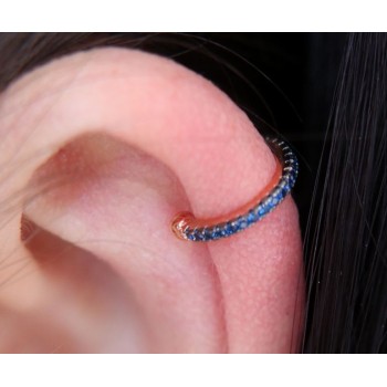 RMB|yellow rose gold plated 925 silver tragus with white colored zircons