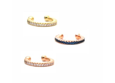 RMB|yellow rose gold plated 925 silver tragus with white colored zircons
