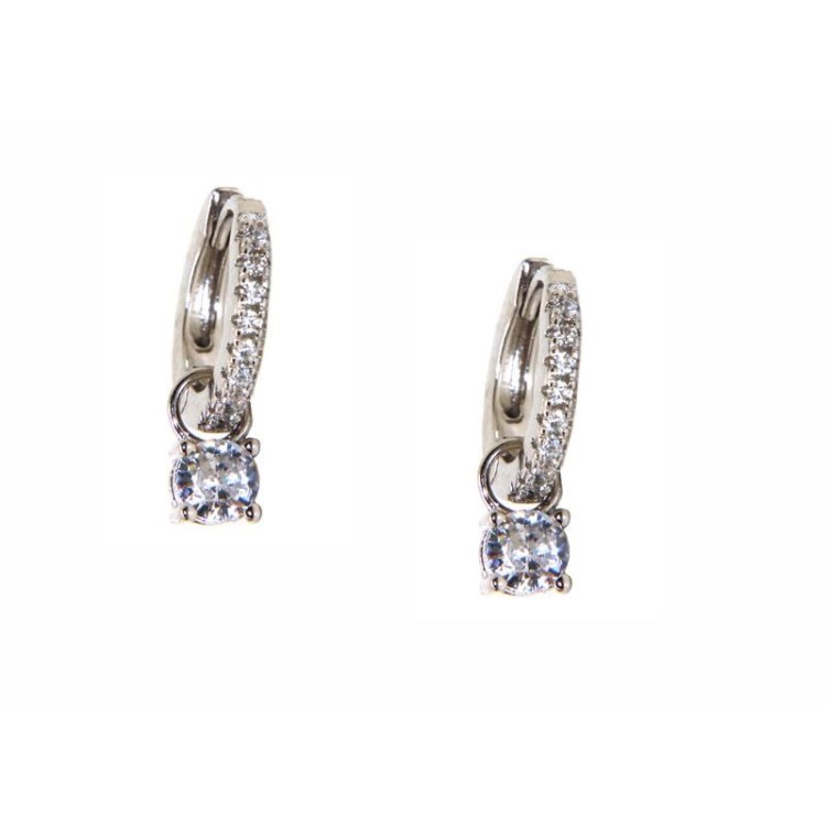 RMB|925 silver hoops earrings with double use zircon pendants