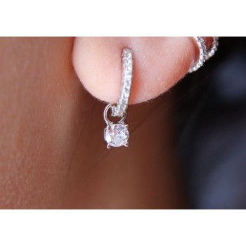 RMB|925 silver hoops earrings with double use zircon pendants