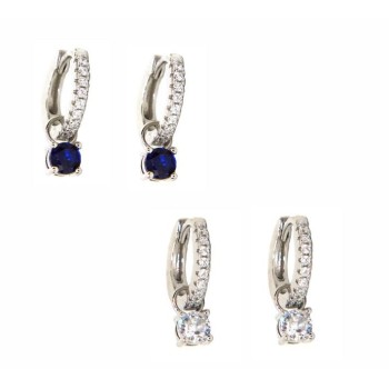RMB|925 silver hoops earrings with double use zircon pendants