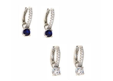 RMB|925 silver hoops earrings with double use zircon pendants