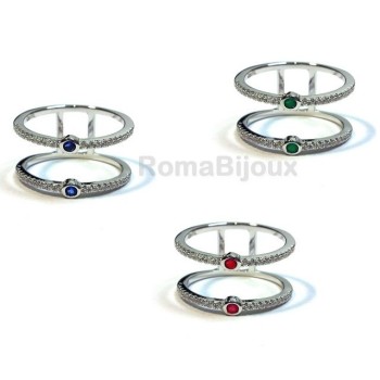 RMB|Silver 925: Double ring with zirconcini white and blue stone green red
