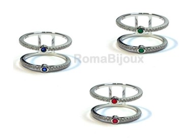 RMB|Silver 925: Double ring with zirconcini white and blue stone green red