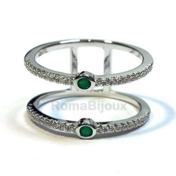 RMB|Silver 925: Double ring with zirconcini white and blue stone green red