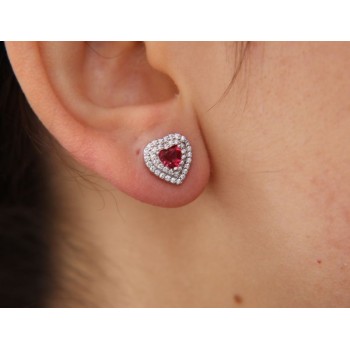 RMB|orecchini Argento 925 a cuore doppio giro zirconi verde rosso