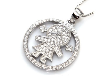 RMB|Collier pendente bimba con cerchio collier microsetting zirconi bianchi