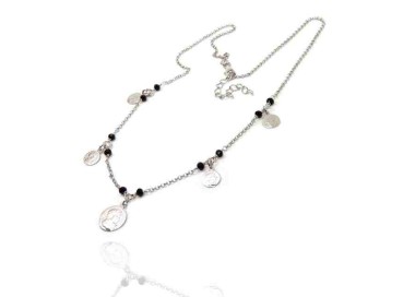 RMB|NALBORI Collana Argento 925 monete cristalli neri