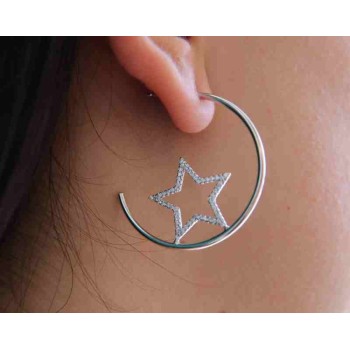 RMB|NALBORI 925 silver earrings circles with zircon stars