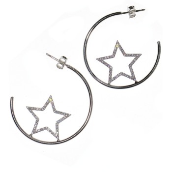 RMB|orecchini argento 925 cerchi con stelle di zirconi marca NALBORI