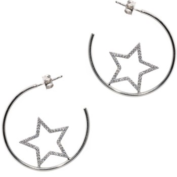 RMB|orecchini argento 925 cerchi con stelle di zirconi marca NALBORI