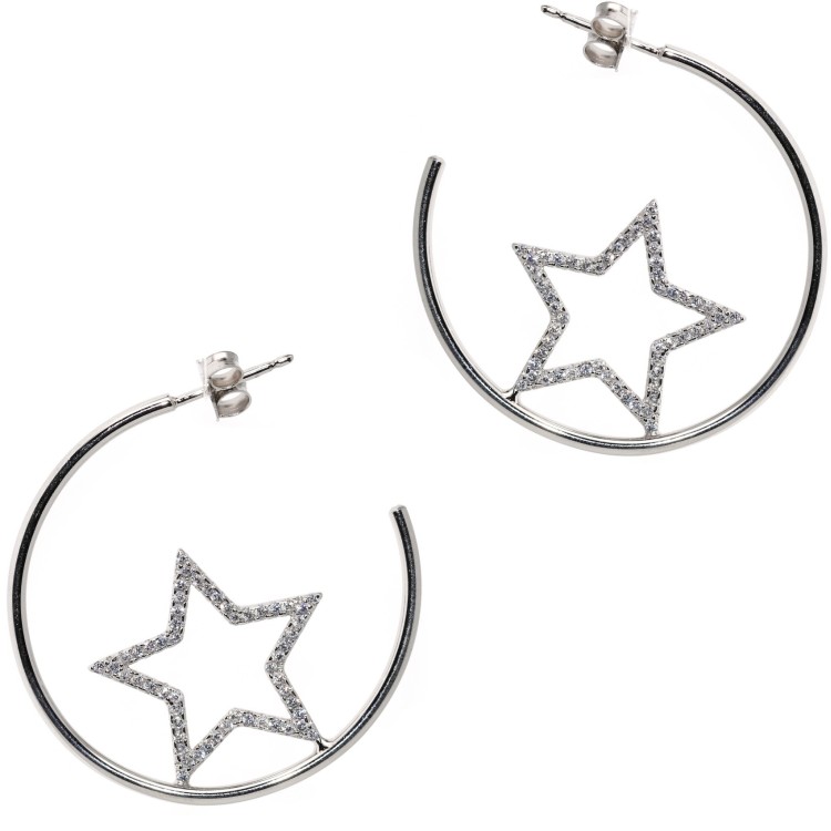 RMB|orecchini argento 925 cerchi con stelle di zirconi marca NALBORI