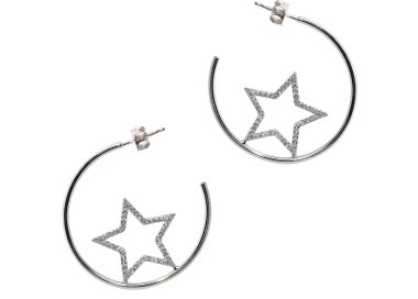 RMB|orecchini argento 925 cerchi con stelle di zirconi marca NALBORI