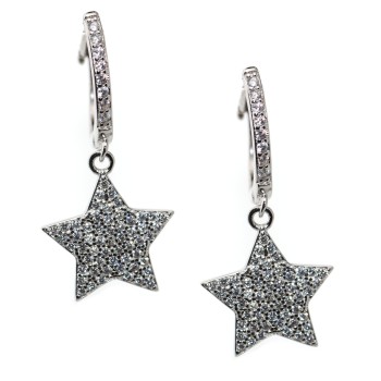 RMB|orecchini argento 925 cerchi ciondoli stelle zirconi brillanti per donna