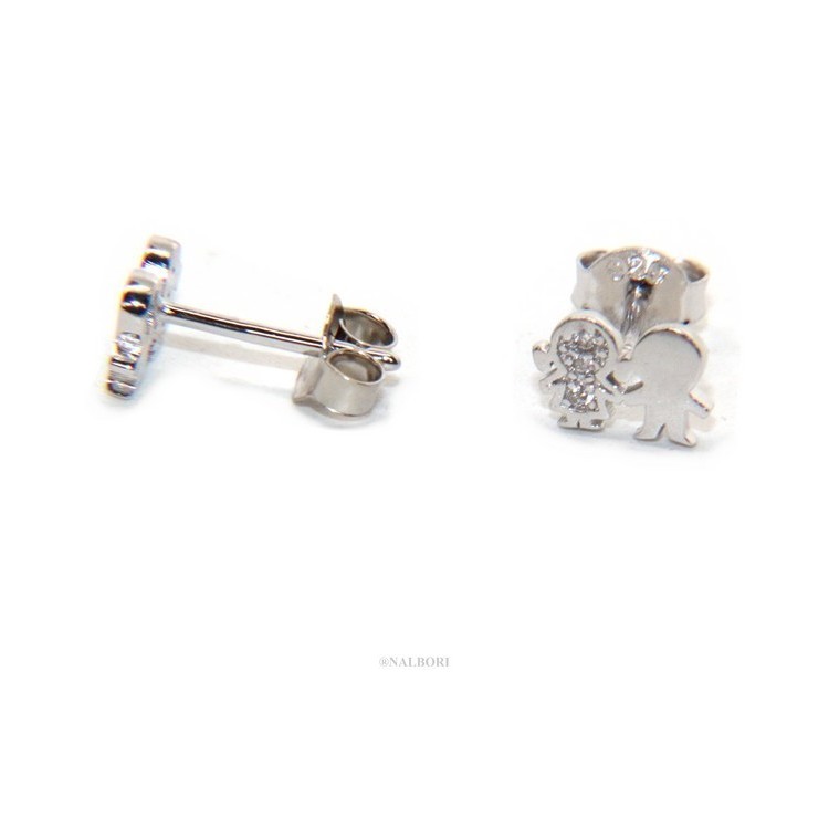 RMB|Argento 925 : orecchini donna zirconi bianchi bambino e bambina