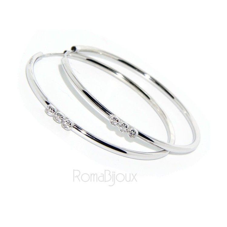 RMB|Argento 925 : orecchini donna anelle cerchi boccole classiche 45 mm trilogy zirconi naturali