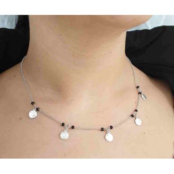 RMB|Collana Argento 925 monetine cristallo nero donna marca NALBORI linea marsigliesi