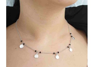 RMB|NALBORI Necklace Silver 925 black crystal Marseille coins