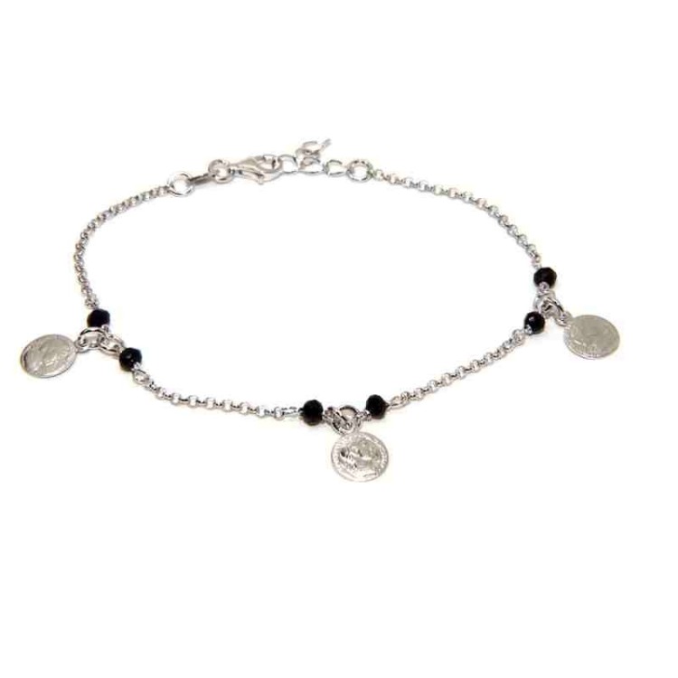 RMB|NALBORI Bracelet Silver 925 black crystal with coin pendants