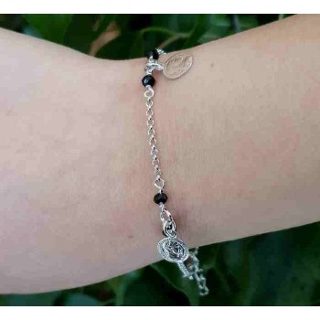 RMB|NALBORI Bracelet Silver 925 black crystal with coin pendants