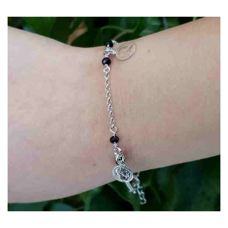 RMB|NALBORI Bracelet Silver 925 black crystal with coin pendants