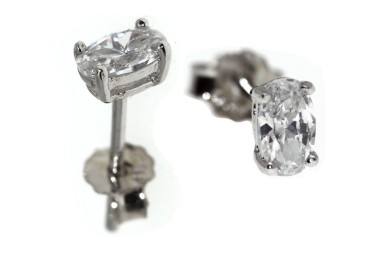 RMB|Argento 925 piccoli orecchini ovali con zirconi bianchi punto luce