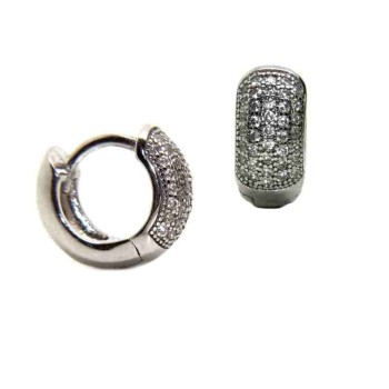 RMB|NALBORI 925 silver micro hoops earrings small 5 rows of cubic zirconia 12mm