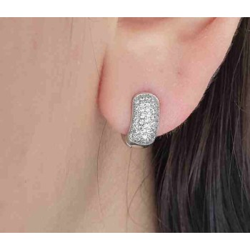 RMB|orecchini cerchi argento 925 piccoli 5 file di zirconi 12mm scattino bombati NALBORI