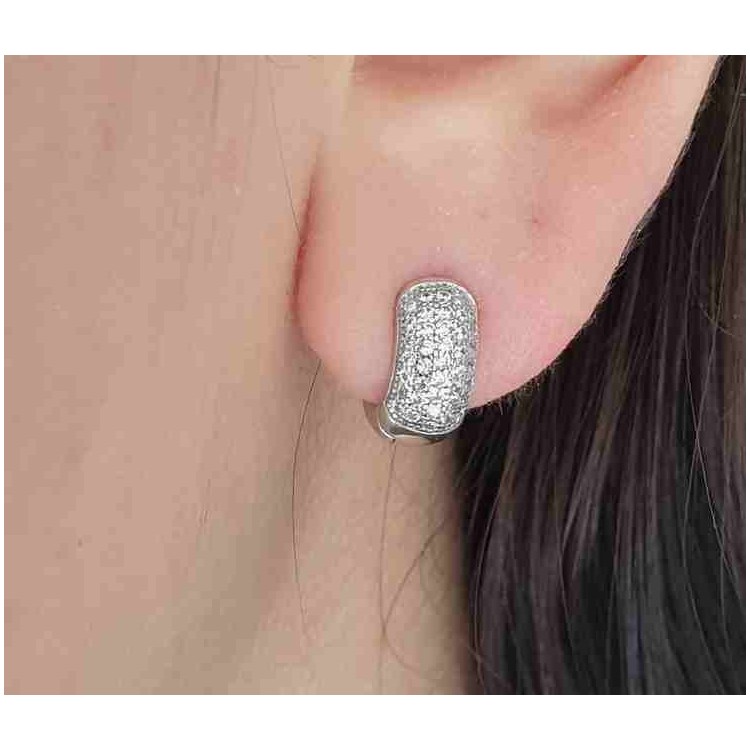 RMB|orecchini cerchi argento 925 piccoli 5 file di zirconi 12mm scattino bombati NALBORI