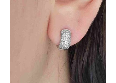 RMB|NALBORI 925 silver micro hoops earrings small 5 rows of cubic zirconia 12mm