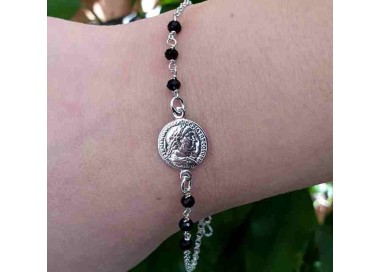 RMB|Coin bracelet all 925 silver and black crystals - NALBORI